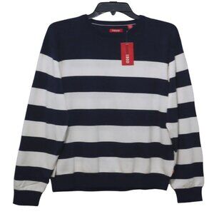 Izod Men’s Crewneck Navy/white L Stripe Sweater